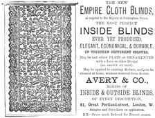 The new Empire Cloth Blinds, 1883. Creator: Unknown