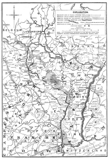 The new French-German frontier, 1871. Creator: Unknown.