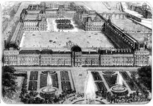 The New Gardens and Palace of the Tuileries, and the New and Old Louvre, 1858. Creator: Unknown