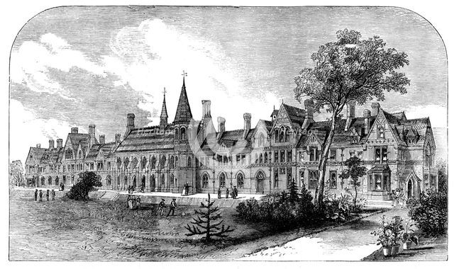The new grammar school at Reading, 1871. Creator: Unknown.