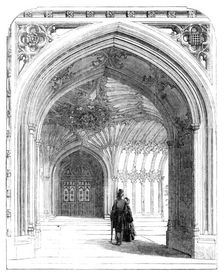 The New Houses of Parliament - the Peers Porch, 1857. Creator: Unknown