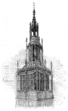 The New Houses of Parliament - Ventilating Shaft, River Front, 1854. Creator: Unknown
