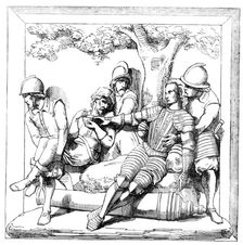 The New Houses of Parliament - Bas-reliefs in the Prince's Chamber - the Death of Sir..., 1857. Creator: Unknown