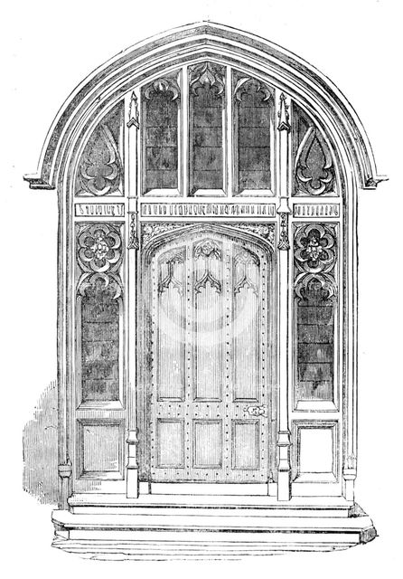 The New Houses of Parliament - Doorway of the Serjeant-at-Arms' Residence, 1854. Creator: Unknown.