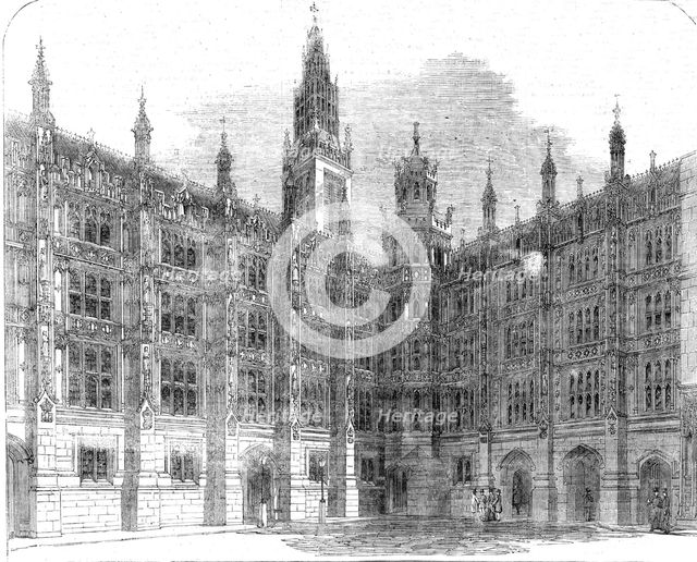 The New Houses of Parliament - Entrance to the Star-Chamber Court, New Palace-Yard, 1854. Creator: Unknown.