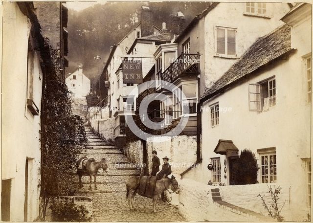 The New Inn and street, Clovelly, Devon, late 19th or early 20th century. Artist: Unknown
