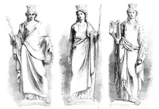 The New Inland Revenue Office - Statues just placed on the New Front of Somerset House, 1857. Creator: Unknown
