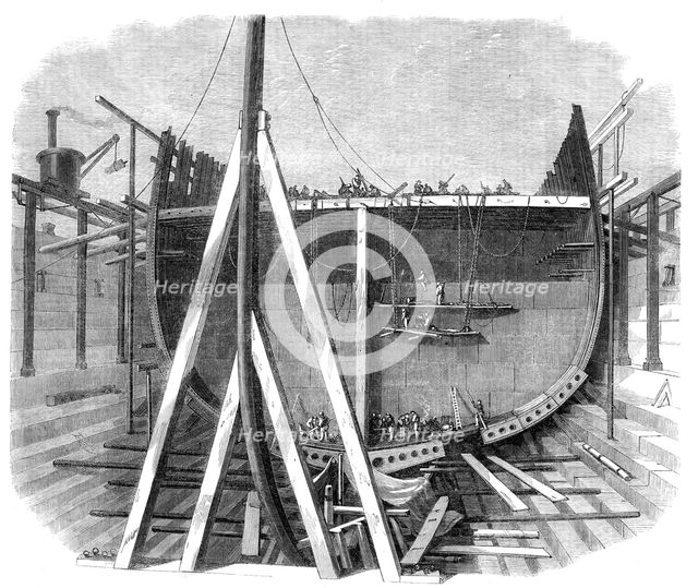 The new iron-clad fleet: framing of Her Majesty's steam-frigate Achilles, 50 guns, 1862. Creator: Unknown.