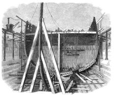 The new iron-clad fleet: framing of Her Majesty's steam-frigate Achilles, 50 guns, 1862. Creator: Unknown