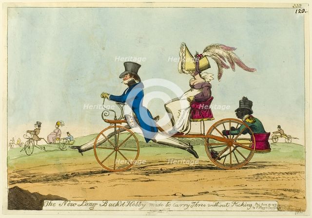The New Long Back'd Hobby made to carry Three without Kicking, published June 19, 1819. Creator: William Heath.