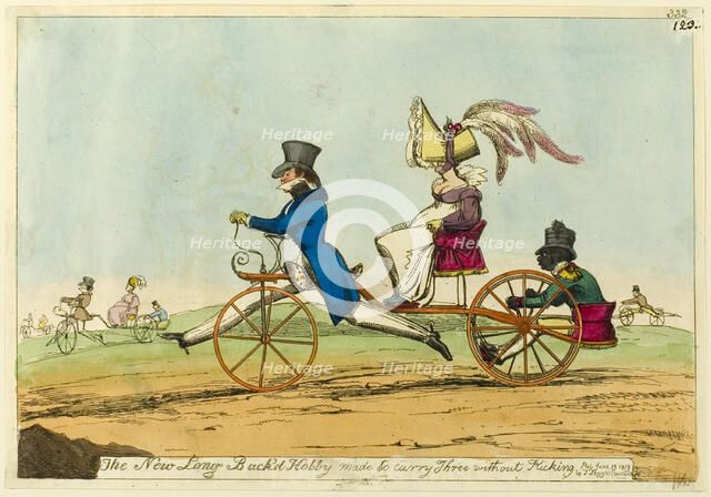 The New Long Back'd Hobby made to carry Three without Kicking, published June 19, 1819. Creator: William Heath.