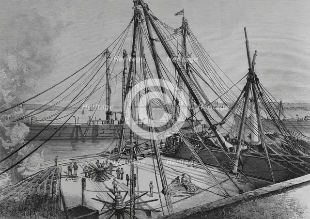 The new Machina at the San Fernando dock, Havana, Cuba, 1883.  Creator: Tomás Carlos Capuz.