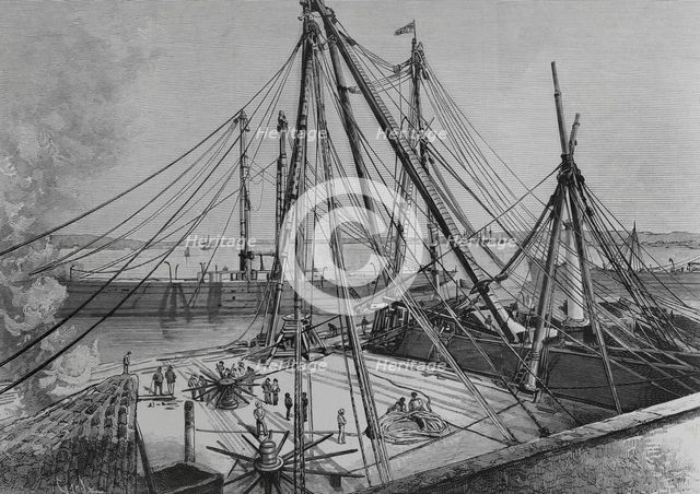 The new Machina at the San Fernando dock, Havana, Cuba, 1883.  Creator: Tomás Carlos Capuz.