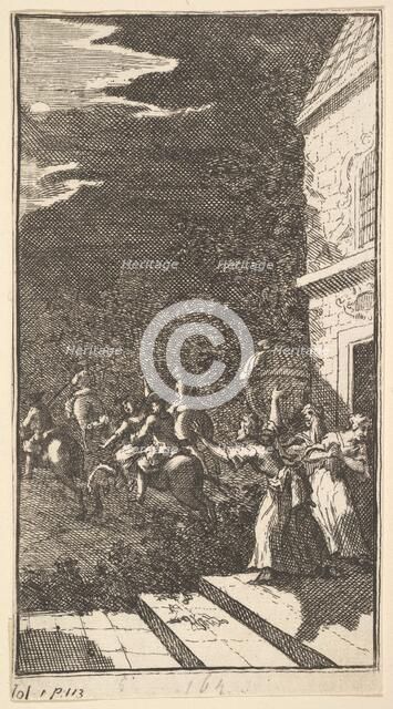 The New Metamorphosis, Plate 3: The Bandits Abduct Camilla, 1724. Creator: William Hogarth.