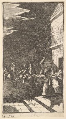 The New Metamorphosis, Plate 3: The Bandits Abduct Camilla, 1724. Creator: William Hogarth
