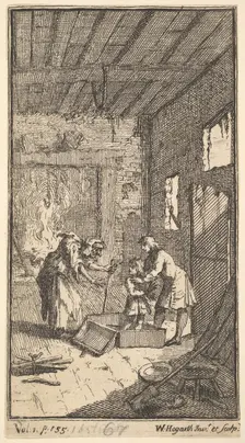 The New Metamorphosis, Plate 4: Invidiosa Releases Fantasio, 1724. Creator: William Hogarth