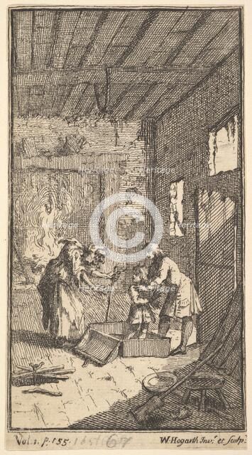 The New Metamorphosis, Plate 4: Invidiosa Releases Fantasio, 1724. Creator: William Hogarth.