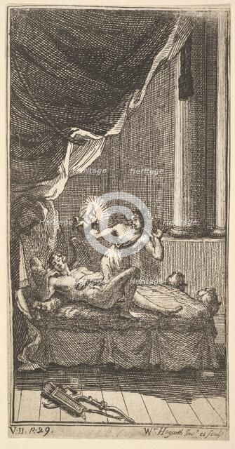 The New Metamorphosis, Plate 6: The Story of Cupid and Psyche, 1724. Creator: William Hogarth.
