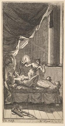 The New Metamorphosis, Plate 6: The Story of Cupid and Psyche, 1724. Creator: William Hogarth