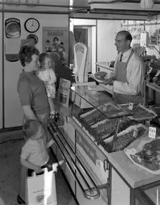 The new metric system of buying food, Stocksbridge, near Sheffield, South Yorkshire, 1966. Creator: Michael Walters