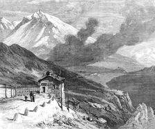 The new overland route to India: the railway over the Alps - summit of Mont Cenis and lake, 1869. Creator: Unknown