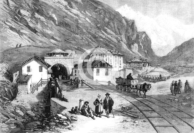The new overland route to India: the tunnel railway tunnel under Mont Cenis - south end...,1869. Creator: Unknown.
