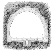 The new overland route to India and the railway tunnel of the Alps:...section of the tunnel, 1869. Creator: Unknown