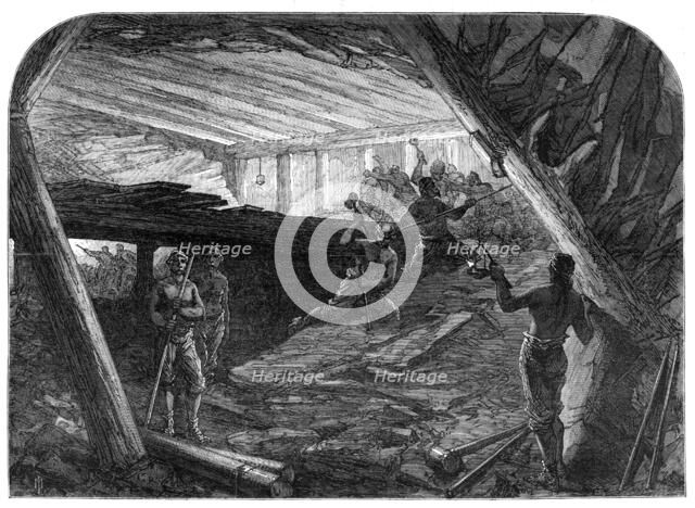 The new overland route to India and the railway tunnel of the Alps:...working galleries, 1869. Creator: Unknown.