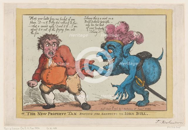 The New Property Tax Paying His Respects To John Bull, April 16, 1806., April 16, 1806. Creator: Thomas Rowlandson.