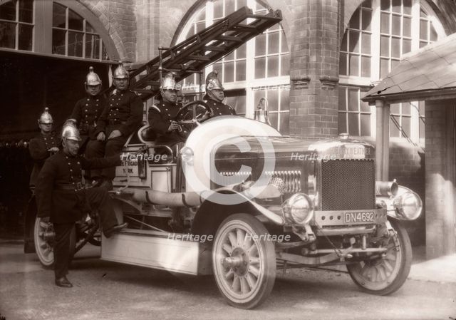 The new Rowntree Cocoa Works fire-engine The Merryweather, York,Yorkshire, 1929. Artist: Unknown
