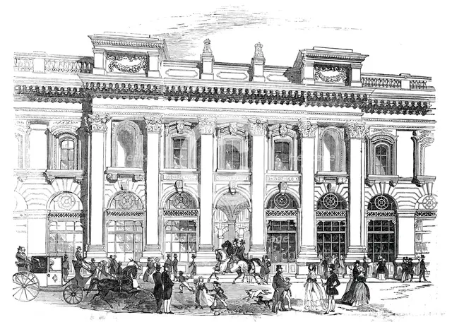 The new Royal Exchange - the north entrance, 1844. Creator: Unknown.