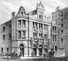 The new Savoy Theatre, front towards the Thames Embankment, 1881. Creator: Unknown