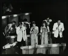 The New Squadronaires in concert at the Forum Theatre, Hatfield, Hertfordshire, 1984. Creator: Denis Williams