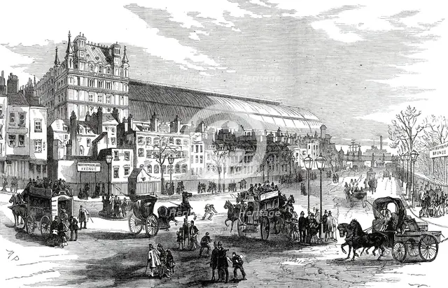 The New Street on the site of Northumberland House: view from Charing-Cross, 1876. Creator: M. P..