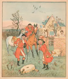 ...the next thing they did find, Was a gruntin grindin grindle-stone... 1880. Creator: Randolph Caldecott