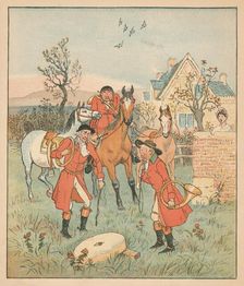 ...the next thing they did find, Was a gruntin grindin grindle-stone... 1880. Creator: Randolph Caldecott
