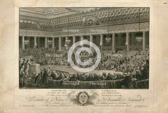The Night of August 4, 1789 in the National Assembly, 1790. Creator: Helman, Isidore Stanislas (1743-1806/9).