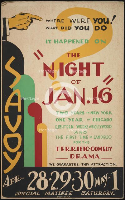 The Night of January 16, San Diego, 1938. Creator: Unknown.