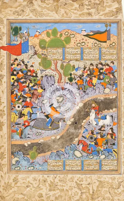 The Night Attack of Bahram Chubina on the Army of Khusraw Parvis (image 1 of 8), c1560. Creator: Unknown.