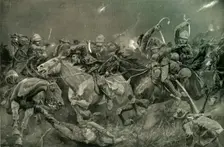 The Night Charge of the 19th Hussars Near Lydenberg on Nov. 7th 1900 1901. Creator: Richard Caton Woodville II