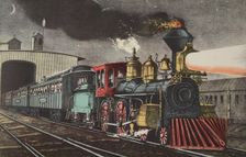 The Night Express: The Start, pub. 1871, Currier & Ives (Colour Lithograph)