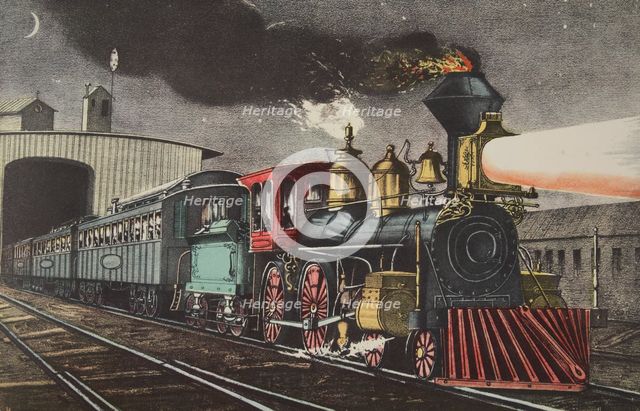The Night Express: The Start, pub. 1871, Currier & Ives (Colour Lithograph)