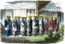 The night guard at Jeddo (Edo), Japan, 1864. Creator: Mason Jackson