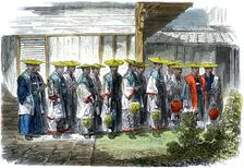 The night guard at Jeddo (Edo), Japan, 1864. Creator: Mason Jackson