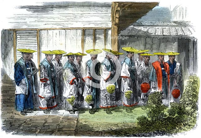 The night guard at Jeddo (Edo), Japan, 1864. Creator: Mason Jackson.