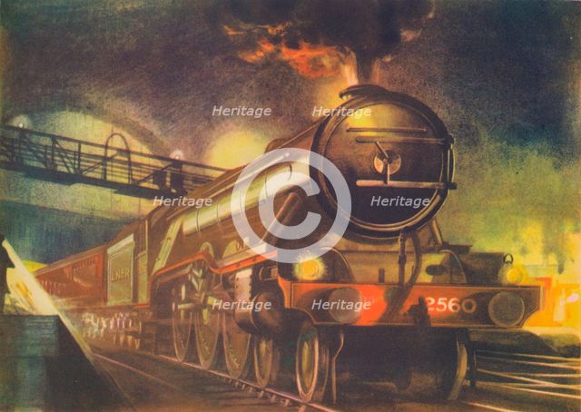 'The Night Scotsman, L.N.E.R., leaving King's Cross', 1940. Artist: Unknown.