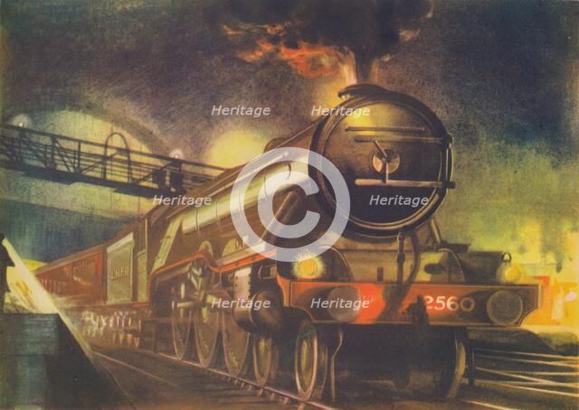 'The Night Scotsman, L.N.E.R., leaving King's Cross', 1940. Artist: Unknown.