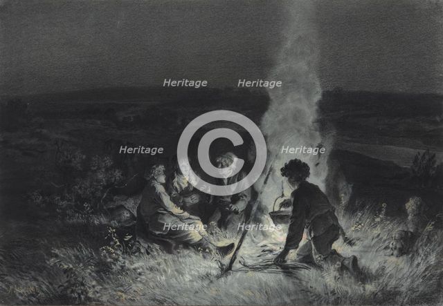 The Night Watch. Illustration for Sketches from a Hunter's Album by I. Turgenev, 1883-1884.