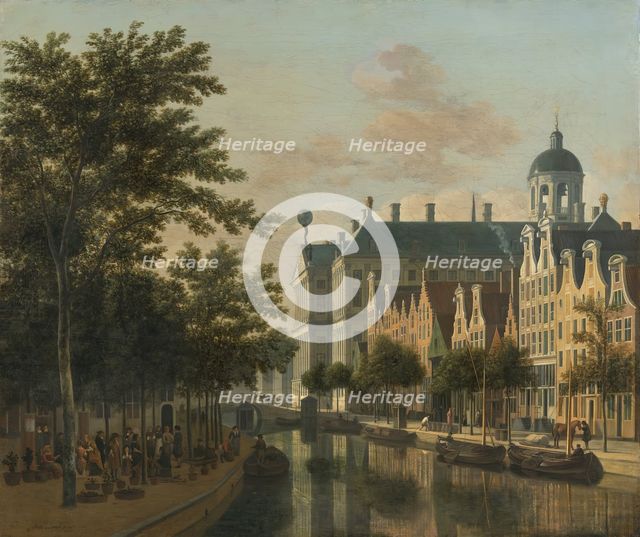 The Nieuwezijds Voorburgswal with the Flower Market, Amsterdam, 1686. Creator: Gerrit Berckheyde.