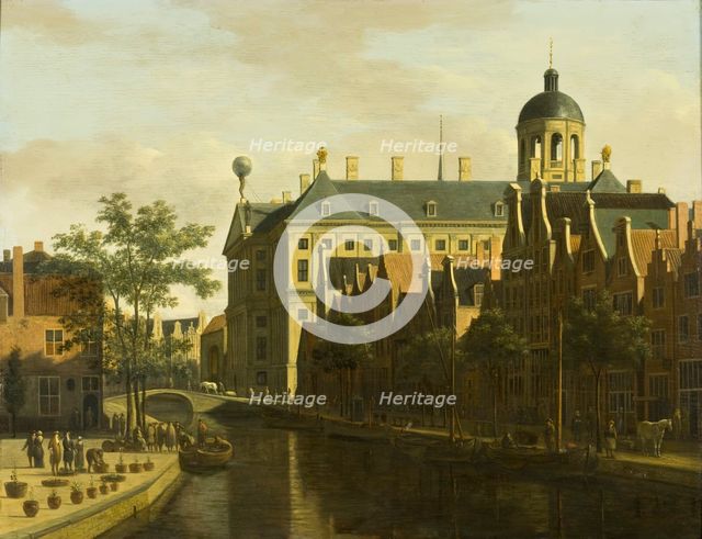 The Nieuwezijds Voorburgwal with the Flower and Tree Market in Amsterdam, c1675. Creator: Gerrit Berckheyde.